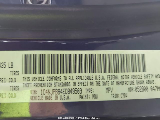 1C4NJPBB4ED849509 Jeep Patriot Sport