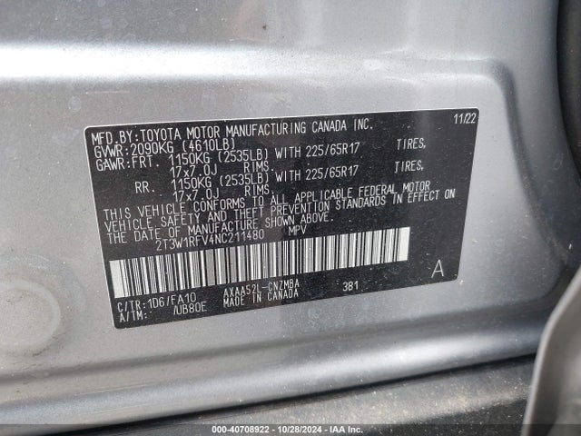 Toyota Rav4 Xle 2022 2T3W1RFV4NC211480 Image 9