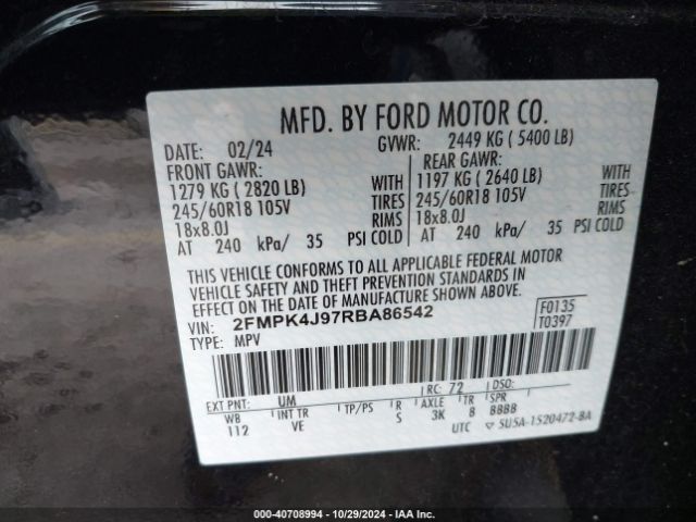 2024 FORD EDGE 2FMPK4J97RBA86542 Photo 8