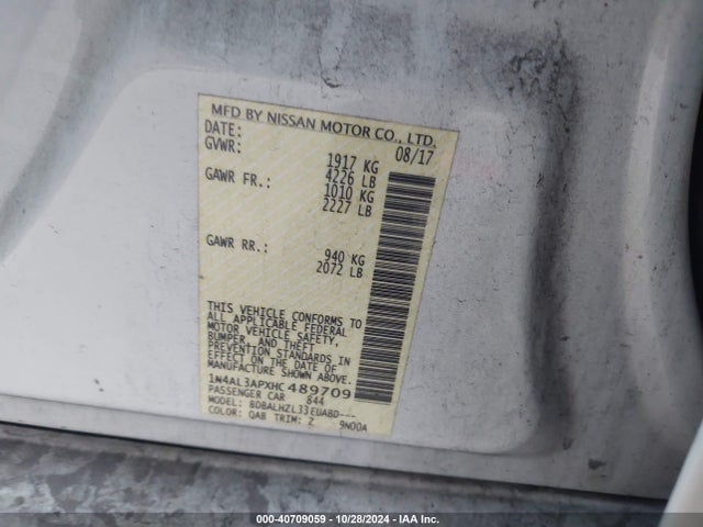 Nissan Altima 2.5 Sr 2017 1N4AL3APXHC489709 Image 8