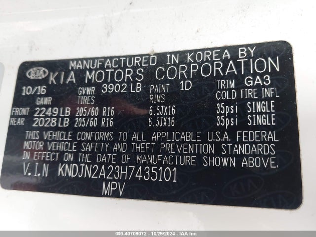 KIA Soul 2017 KNDJN2A23H7435101 Image 9