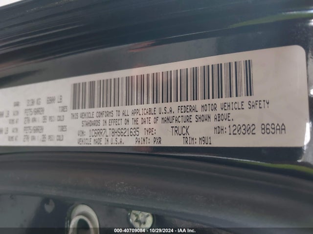 1C6RR7LT8HS621635 RAM 1500 Big Horn  4x4 5'7 Box