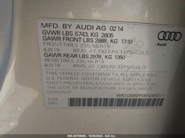 WA1CMAFP0EA085011 Audi Q5 3.0 Tdi Premium Plus