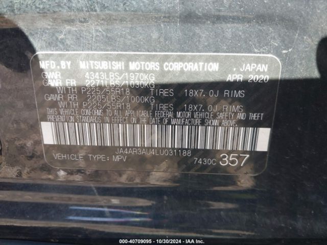 2020 MITSUBISHI OUTLANDER SPORT JA4AR3AU4LU031188 Photo 8