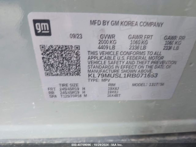 KL79MUSL1RB071653 Chevrolet Trailblazer Awd Rs