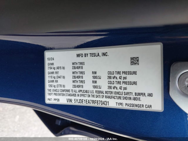 2024 TESLA MODEL 3 5YJ3E1EA7RF870431 Photo 8