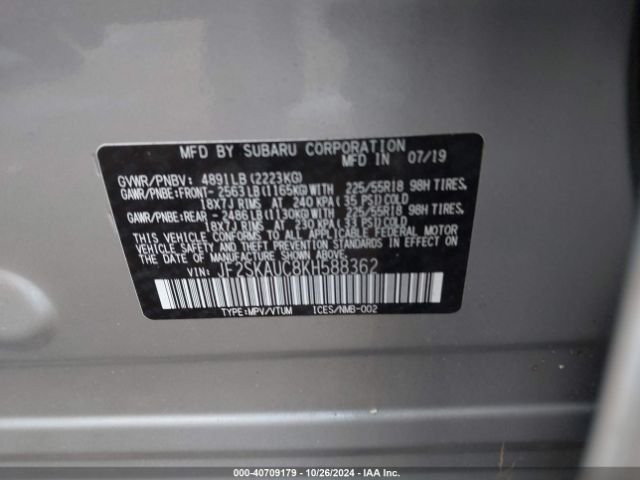 JF2SKAUC8KH588362 Subaru Forester Limited