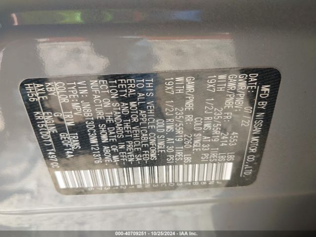 JN8BT3DC3NW121376 Nissan Rogue Platinum Fwd