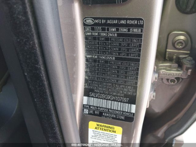 SALVD2BG9GH107097 Land Rover Range Rover Evoque Hse Dynamic