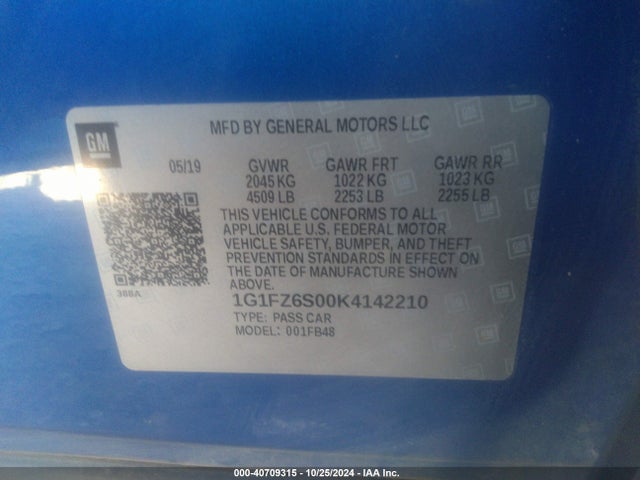 Chevrolet Bolt Ev Premier 2019 1G1FZ6S00K4142210 Image 9
