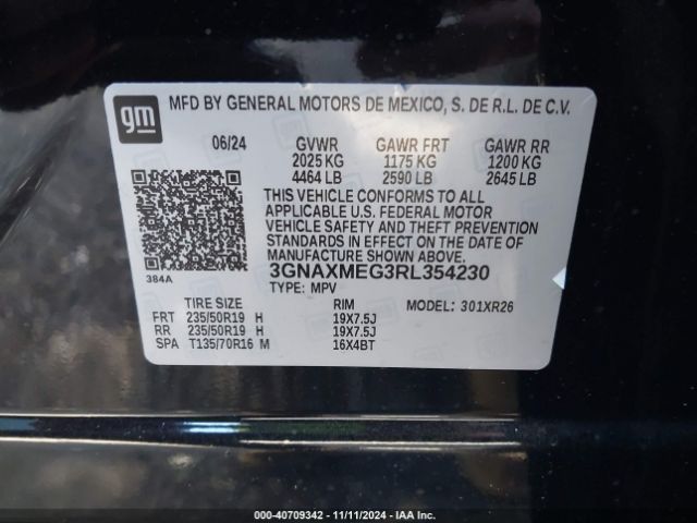 3GNAXMEG3RL354230 Chevrolet Equinox Fwd Rs