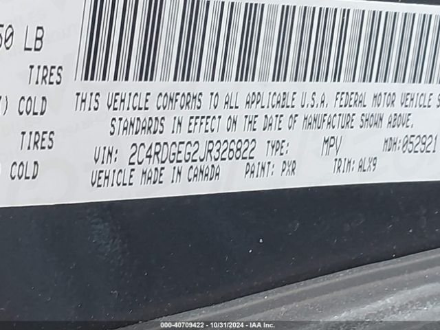 2C4RDGEG2JR326822 Dodge Grand Caravan Gt