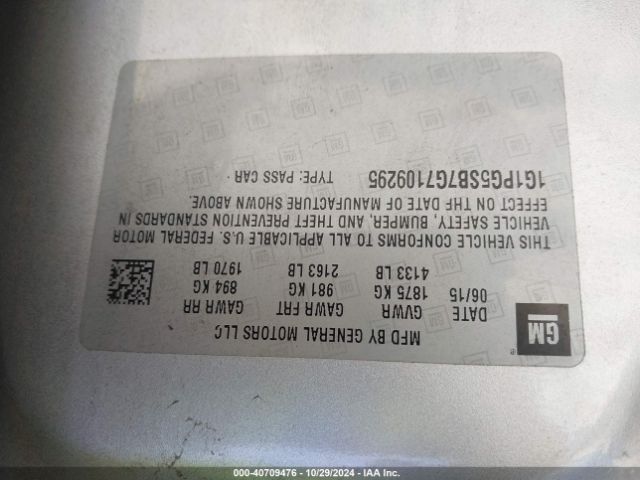 1G1PG5SB7G7109295 Chevrolet Cruze Limited Ltz Auto