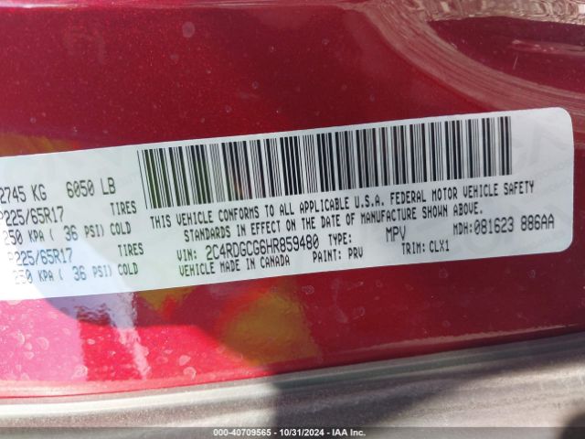 2C4RDGCG6HR859480 Dodge Grand Caravan Sxt