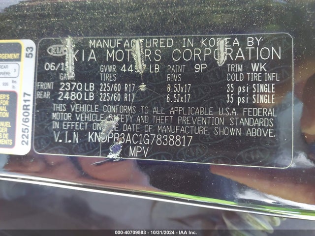 KIA Sportage Lx 2016 KNDPB3AC1G7838817 Image 9