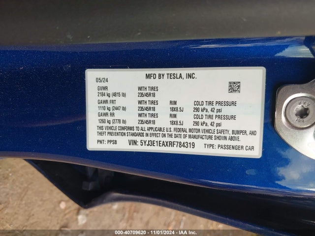 2024 TESLA MODEL 3 5YJ3E1EAXRF784319 Photo 8