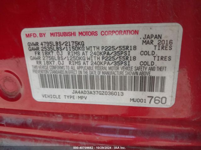 2016 MITSUBISHI OUTLANDER JA4AD3A37GZ036013 Photo 8