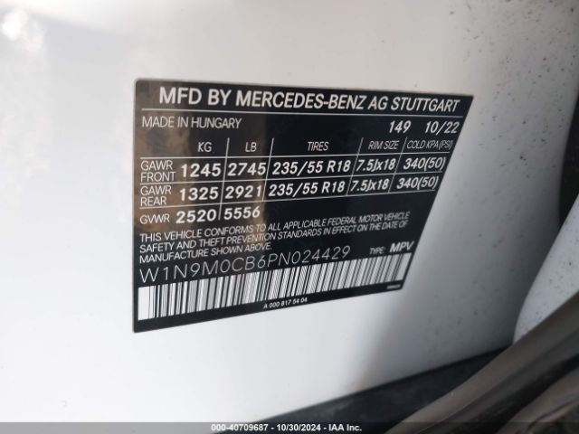 W1N9M0CB6PN024429 Mercedes-Benz Eqb 250 Suv
