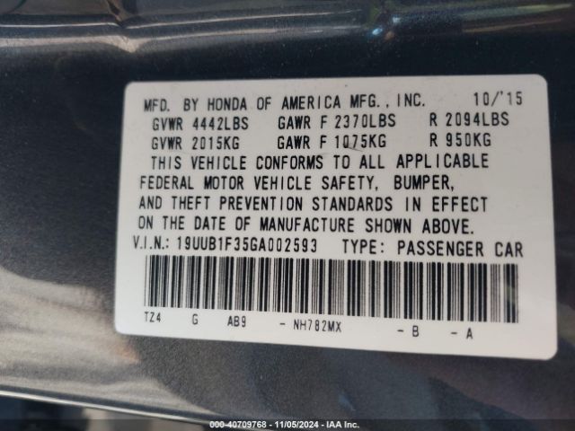 19UUB1F35GA002593 Acura TLX