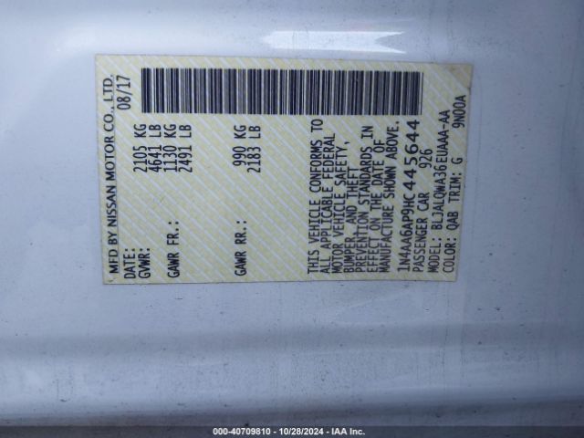 1N4AA6AP9HC445644 Nissan Maxima 3.5 S