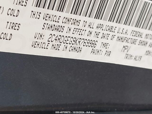 2C4RDGEG9KR769986 Dodge Grand Caravan Gt