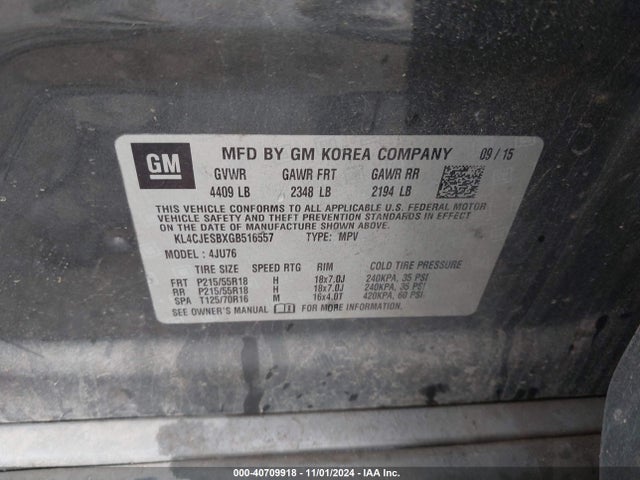 KL4CJESBXGB516557 Buick Encore