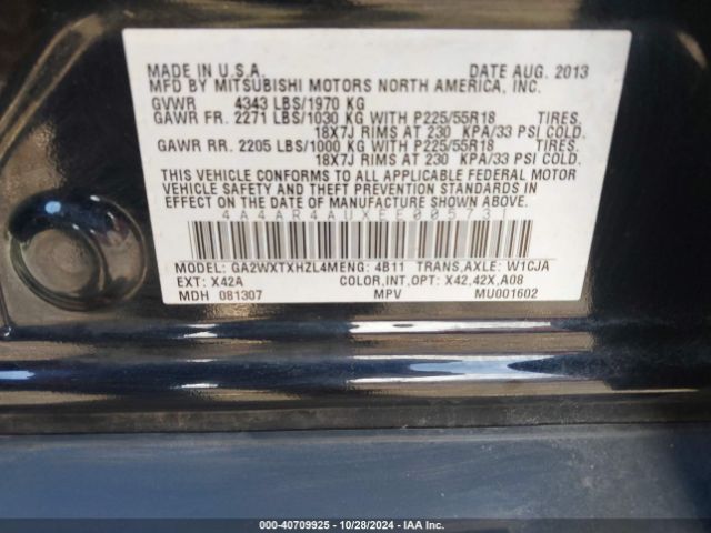 2014 MITSUBISHI OUTLANDER SPORT 4A4AR4AUXEE005731 Photo 8