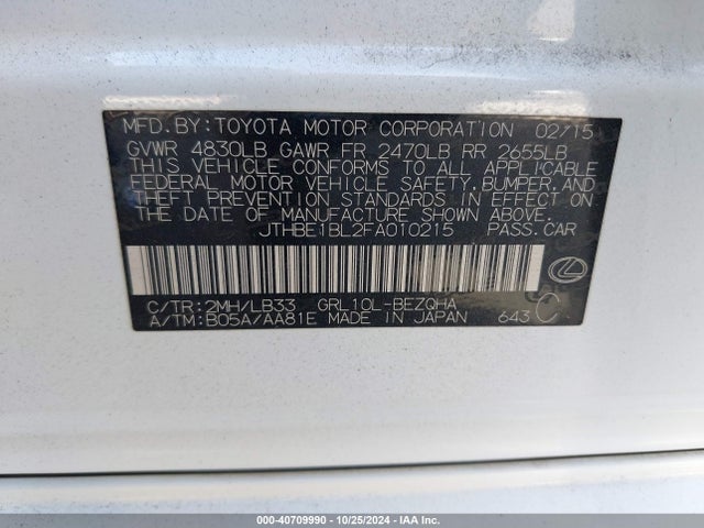 Lexus Gs 350 Crafted Line 2015 JTHBE1BL2FA010215 Image 9