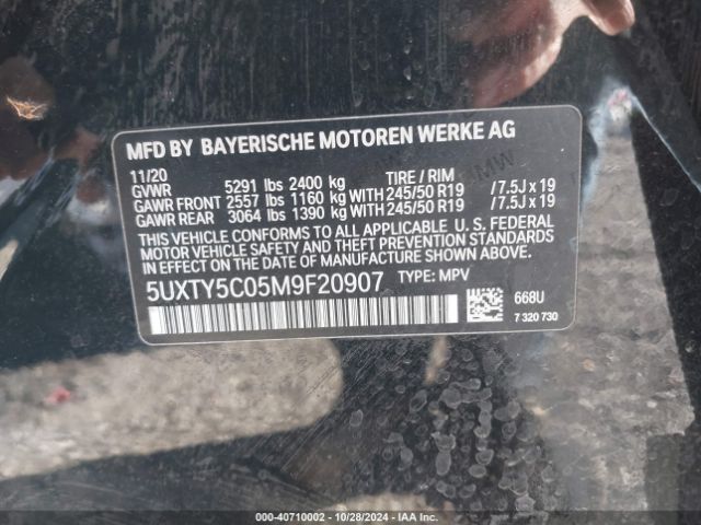 5UXTY5C05M9F20907 BMW X3 Xdrive30i