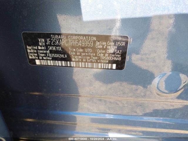 JF2SKAPC7PH549359 Subaru Forester Limited