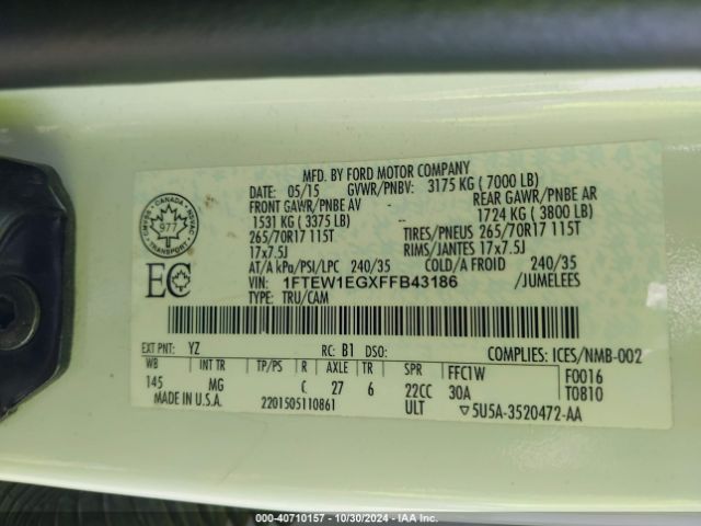 1FTEW1EGXFFB43186 Ford F-150 Xlt