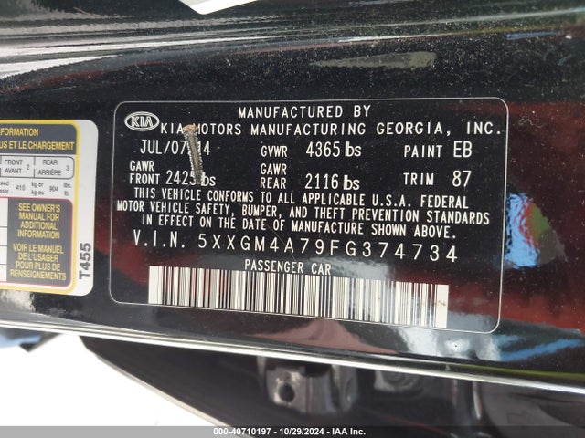 KIA Optima Lx 2015 5XXGM4A79FG374734 Image 9
