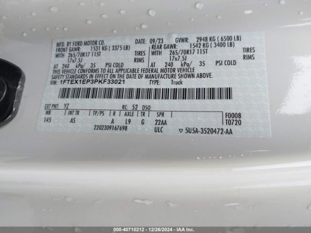 1FTEX1EP3PKF33021 Ford F-150 Xl