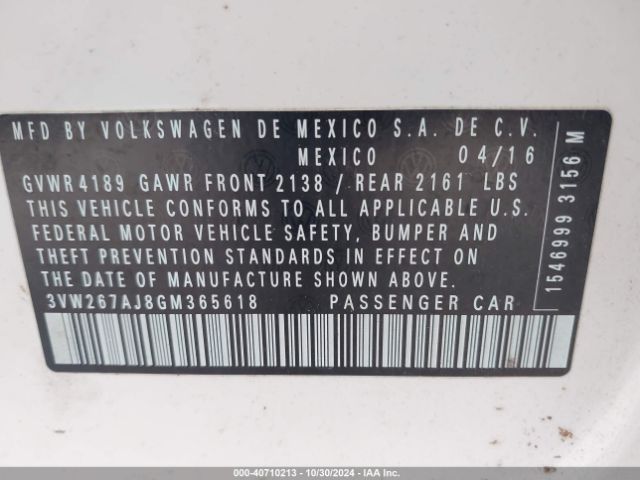 3VW267AJ8GM365618 Volkswagen Jetta 1.4t S