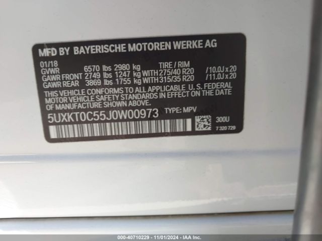 5UXKT0C55J0W00973 BMW X5 Edrive Xdrive40e Iperformance