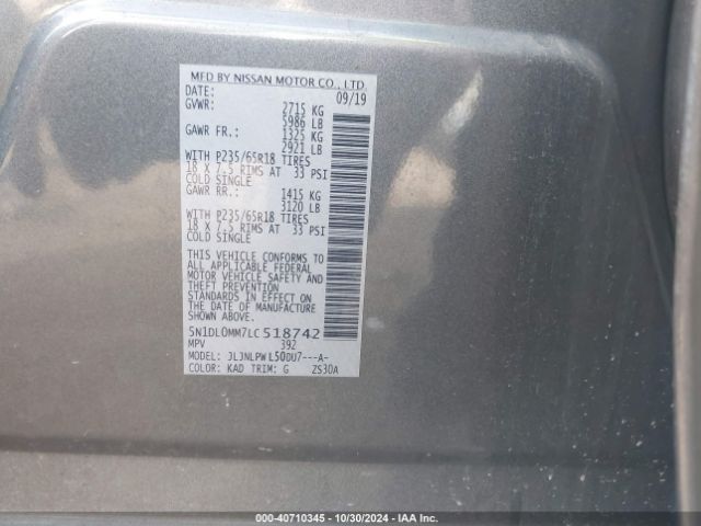 5N1DL0MM7LC518742 Infiniti Qx60 Pure Awd