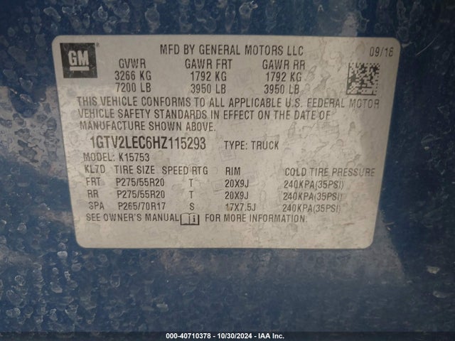 GMC Sierra K1500 2017 1GTV2LEC6HZ115293 Image 9