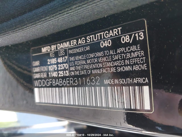 40710418 :رقم المزاد ، WDDGF8AB6ER311632 vin ، 2014 Mercedes-benz C 300 Luxury 4matic/sport 4matic مزاد بيع
