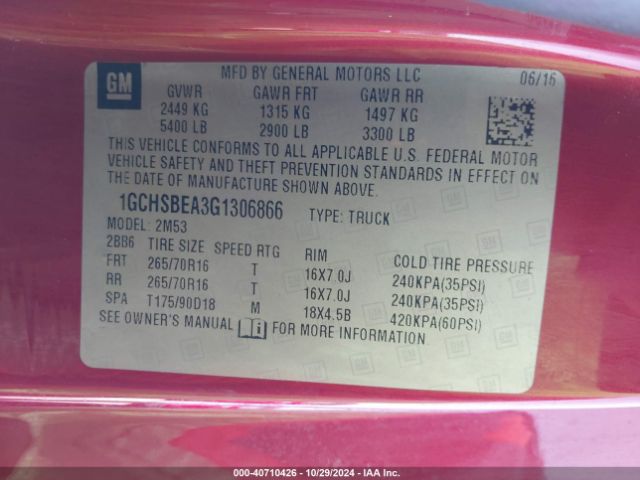 1GCHSBEA3G1306866 Chevrolet Colorado Wt