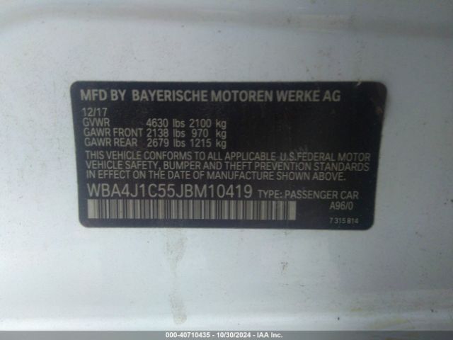 WBA4J1C55JBM10419 BMW 430i Gran Coupe
