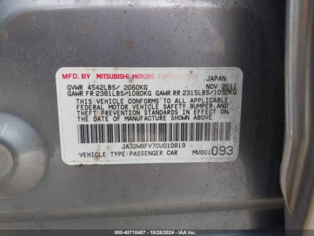 2012 MITSUBISHI LANCER EVOLUTION JA32W8FV7CU010819 Photo 8