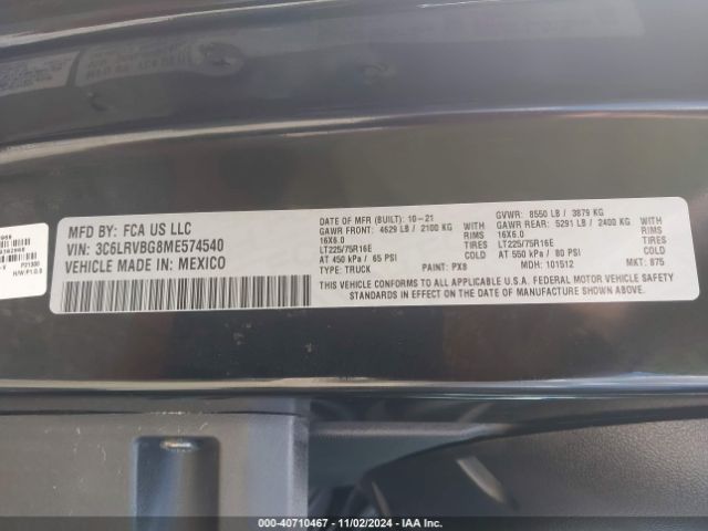 3C6LRVBG8ME574540 RAM Promaster 1500 136 Wb