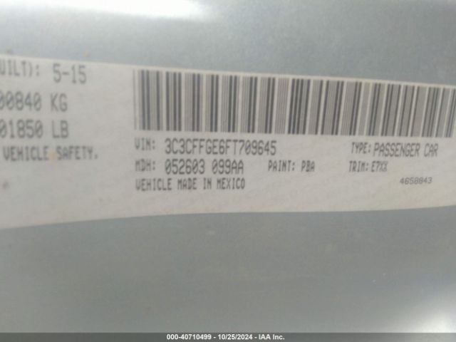 3C3CFFGE6FT709645 Fiat 500E BATTERY ELECTRIC