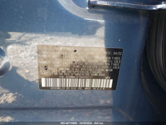 4S4WMAJD1N3436217 Subaru Ascent Onyx Edition