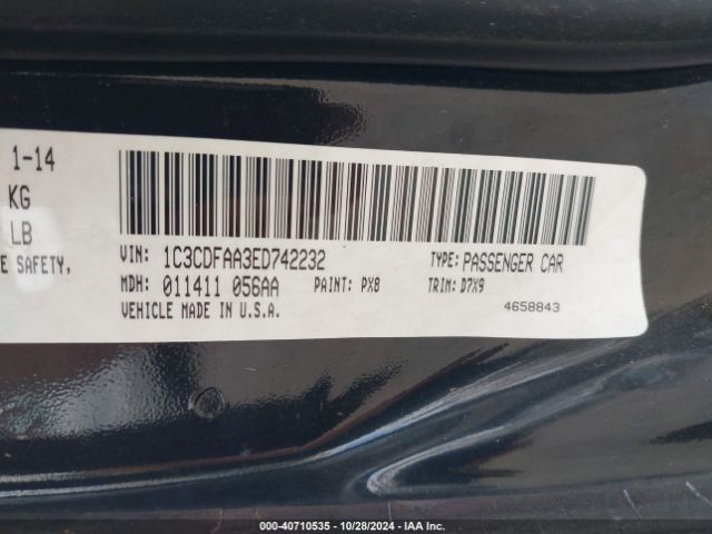 1C3CDFAA3ED742232 Dodge DART SE