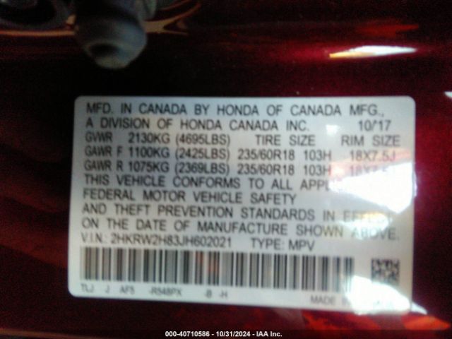 2HKRW2H83JH602021 Honda Cr-v Ex-l/ex-l Navi