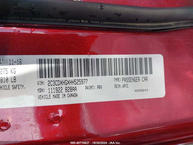 Dodge Charger Sxt Rwd 2017 2C3CDXHGXHH525977 Image 9