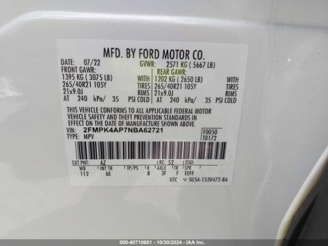 2FMPK4AP7NBA62721 Ford EDGE ST
