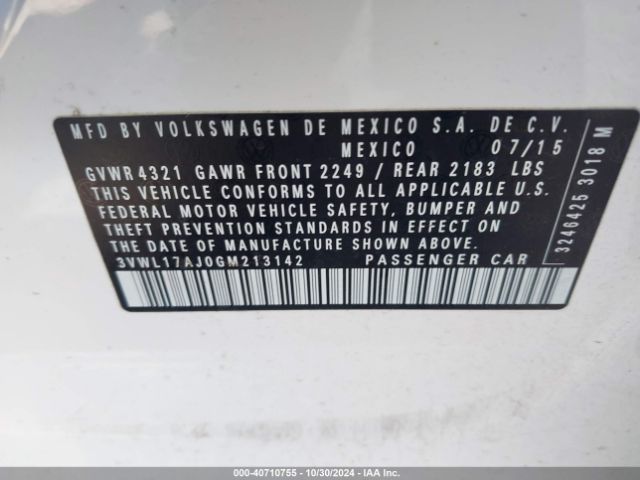 3VWL17AJ0GM213142 Volkswagen Jetta 1.8t Sel