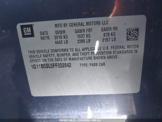 Chevrolet MALIBU LS 2015 1G11B5SL5FF332842 Image 9